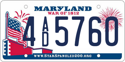 MD license plate 4AD5760