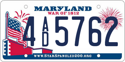 MD license plate 4AD5762