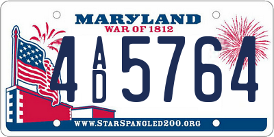 MD license plate 4AD5764