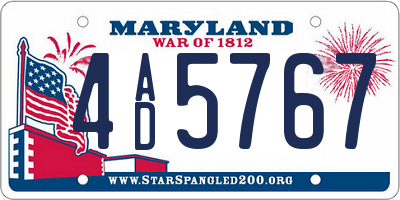 MD license plate 4AD5767