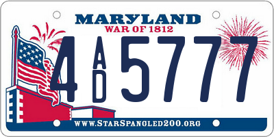 MD license plate 4AD5777