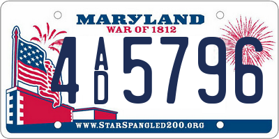 MD license plate 4AD5796