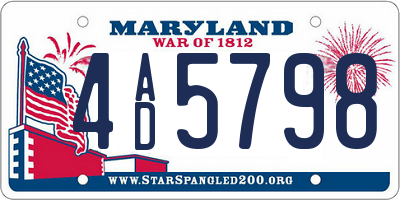 MD license plate 4AD5798