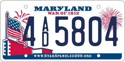 MD license plate 4AD5804