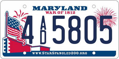 MD license plate 4AD5805
