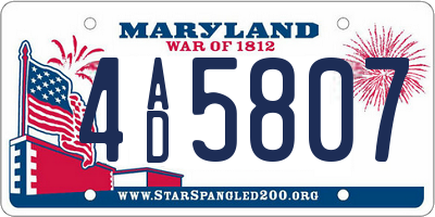 MD license plate 4AD5807