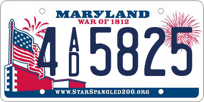 MD license plate 4AD5825