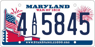 MD license plate 4AD5845