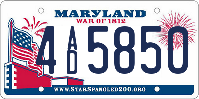 MD license plate 4AD5850