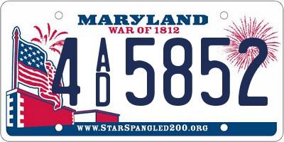 MD license plate 4AD5852