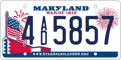 MD license plate 4AD5857