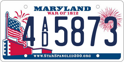 MD license plate 4AD5873