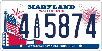 MD license plate 4AD5874