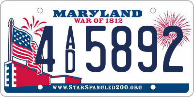 MD license plate 4AD5892
