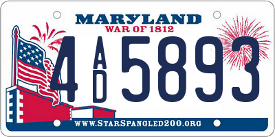 MD license plate 4AD5893