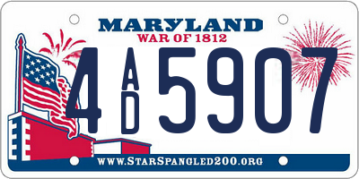 MD license plate 4AD5907