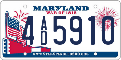 MD license plate 4AD5910
