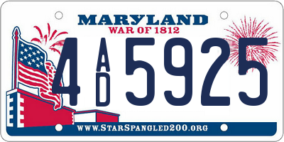 MD license plate 4AD5925