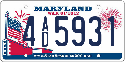 MD license plate 4AD5931