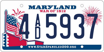 MD license plate 4AD5937