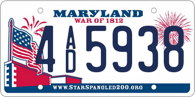 MD license plate 4AD5938