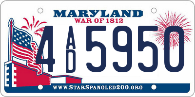 MD license plate 4AD5950
