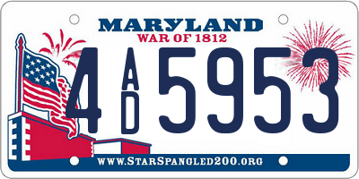 MD license plate 4AD5953