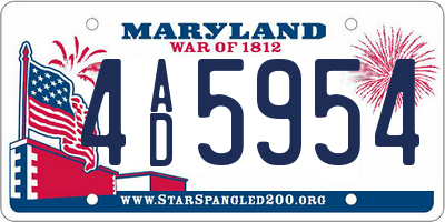 MD license plate 4AD5954