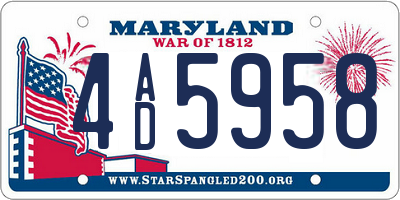 MD license plate 4AD5958
