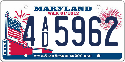MD license plate 4AD5962