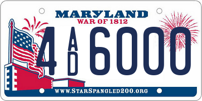 MD license plate 4AD6000