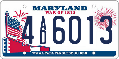 MD license plate 4AD6013