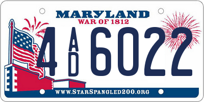 MD license plate 4AD6022