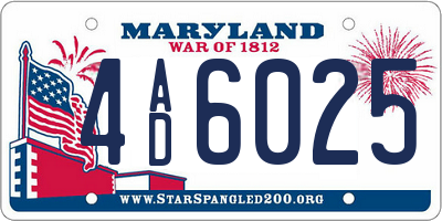 MD license plate 4AD6025