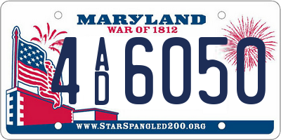MD license plate 4AD6050