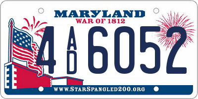 MD license plate 4AD6052