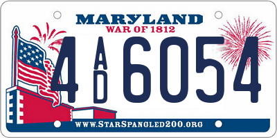 MD license plate 4AD6054