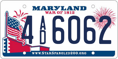 MD license plate 4AD6062