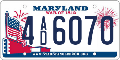 MD license plate 4AD6070