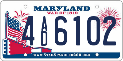 MD license plate 4AD6102