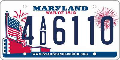 MD license plate 4AD6110