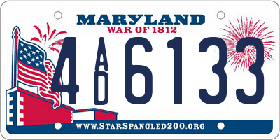 MD license plate 4AD6133