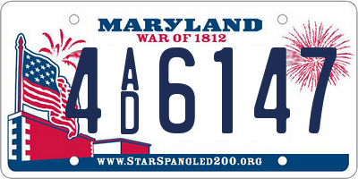 MD license plate 4AD6147