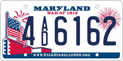 MD license plate 4AD6162