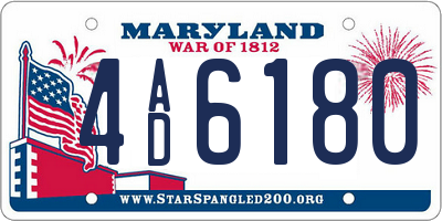 MD license plate 4AD6180