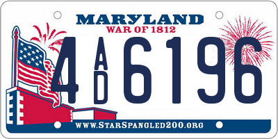 MD license plate 4AD6196