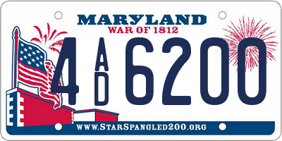 MD license plate 4AD6200