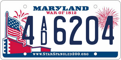 MD license plate 4AD6204