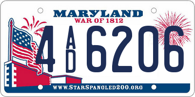 MD license plate 4AD6206
