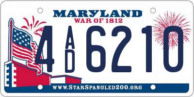 MD license plate 4AD6210